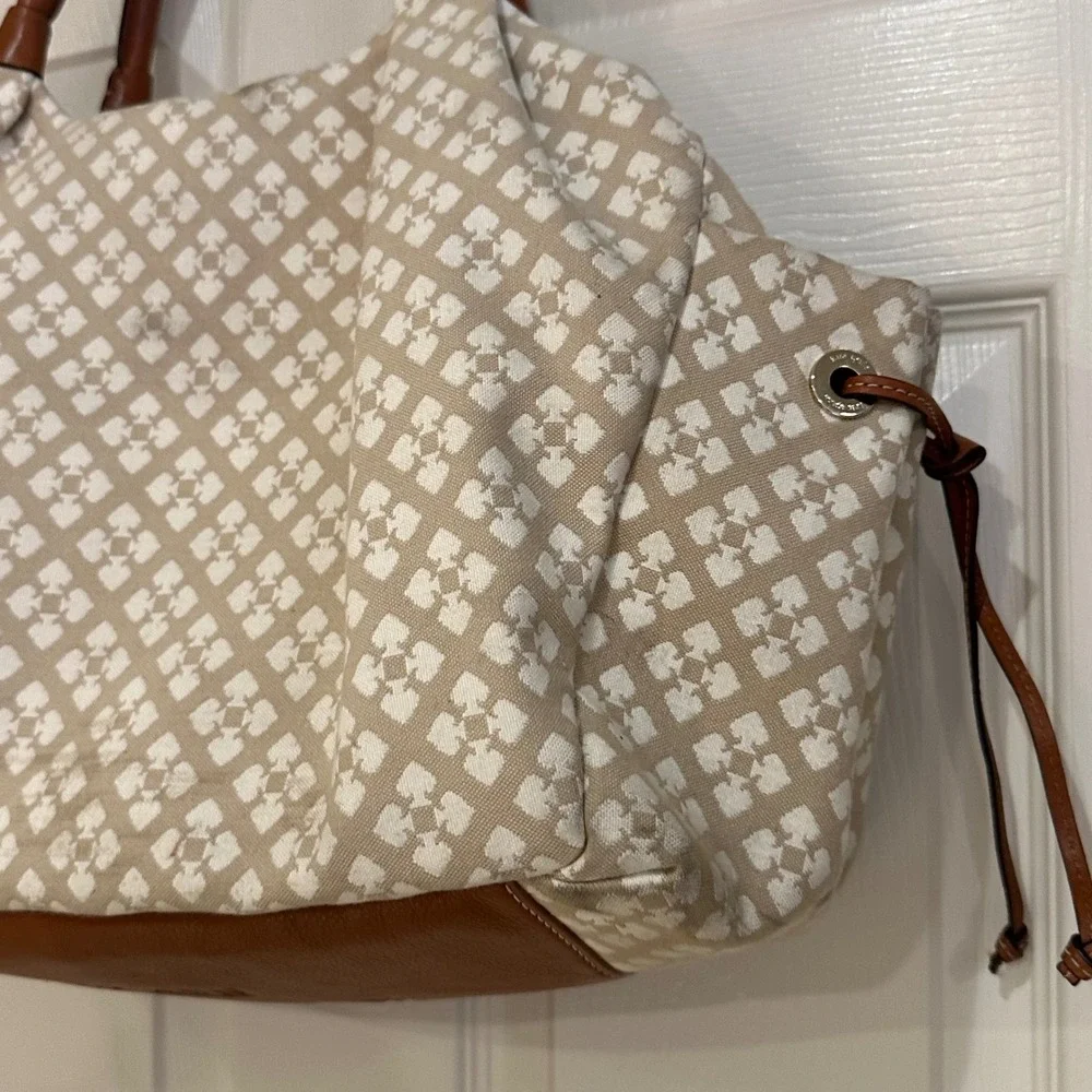 Kate Spade New York Spade Clover Diaper Bag Tote Changing Pad Tan Pink